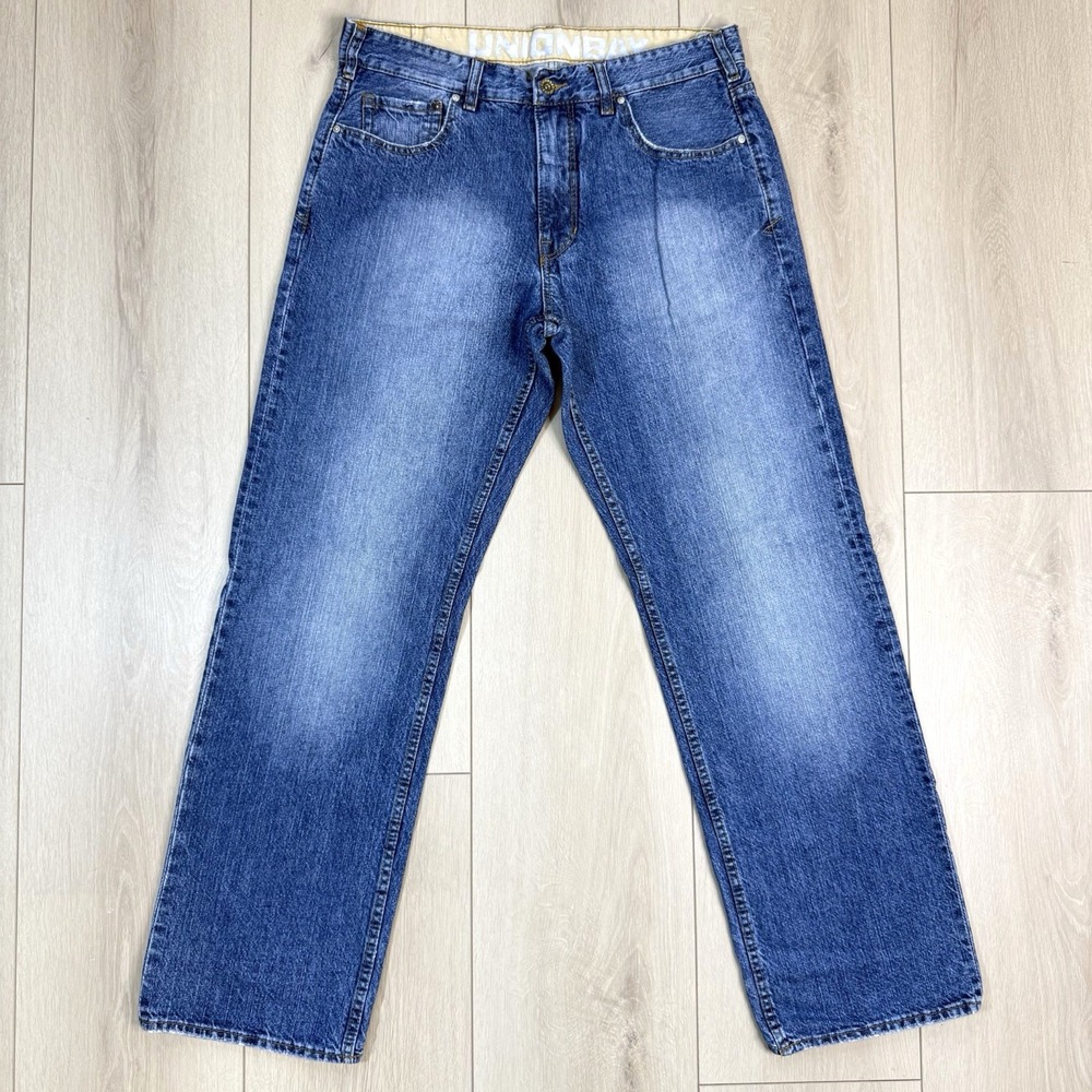 VTG Y2K Unionbay Jeans Men's 34x32 Blue Straight Leg‎ Denim USA Logo Button